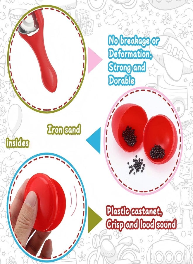 Silipull 72 Pcs Shaker Musical Instruments for Kids Egg Shaker Wrist Hand Band Bells Maracas Percussion Tambourine Cymbals Plastic Castanets for Preschool Early Music Learning Toy - Image 3
